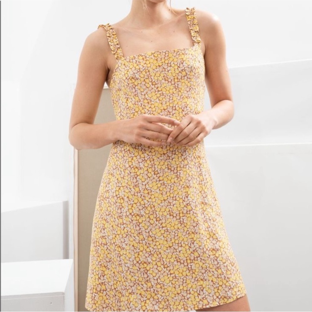 & other stories yellow floral mini dress
